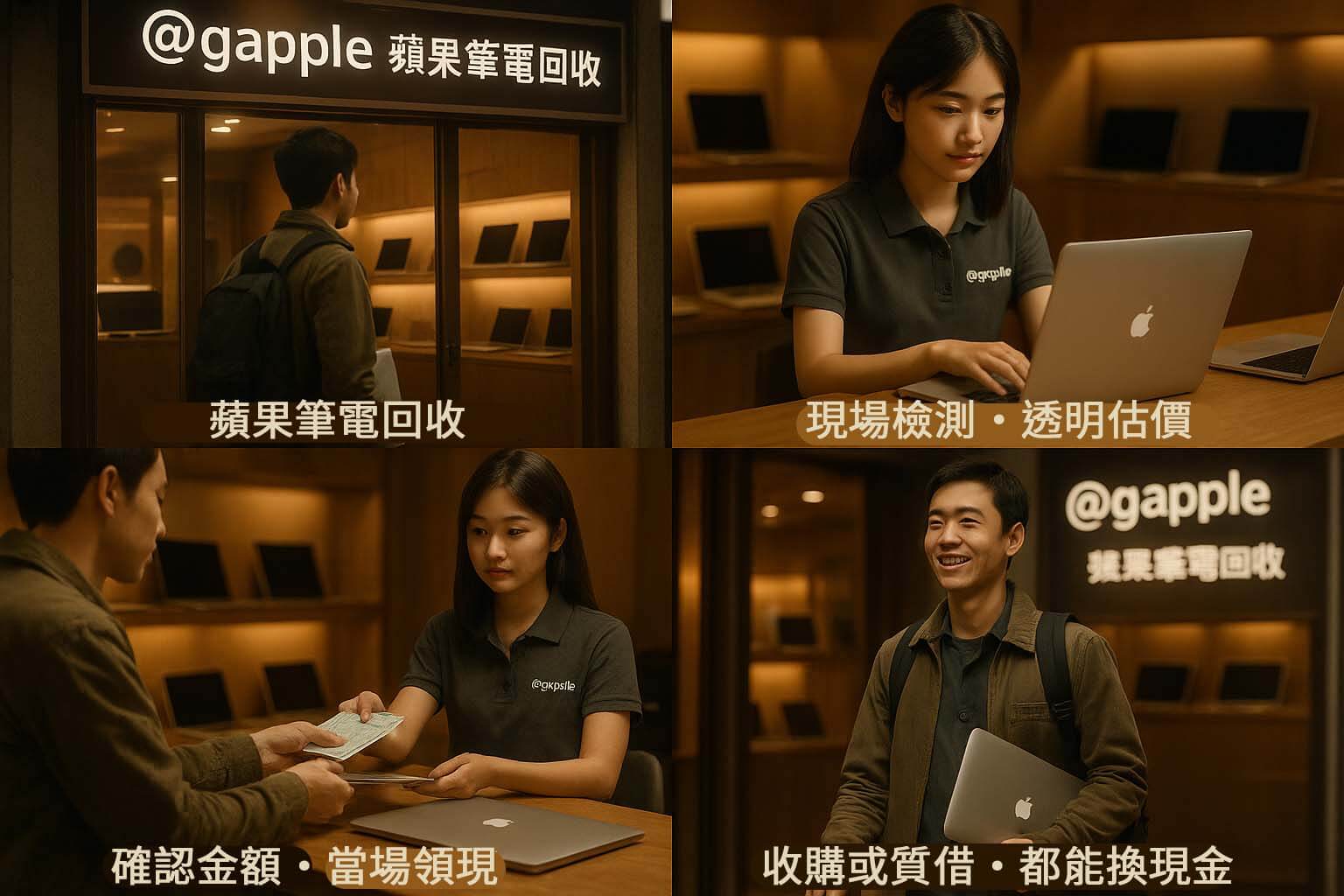 USED3C 蘋果筆電回收・質借換現金流程(含文字版四格漫畫)